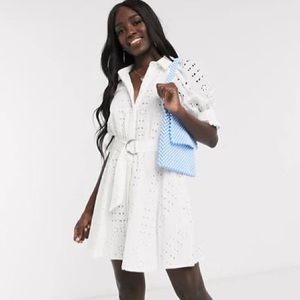 ASOS DESIGN broderie mini dress with puff sleeves